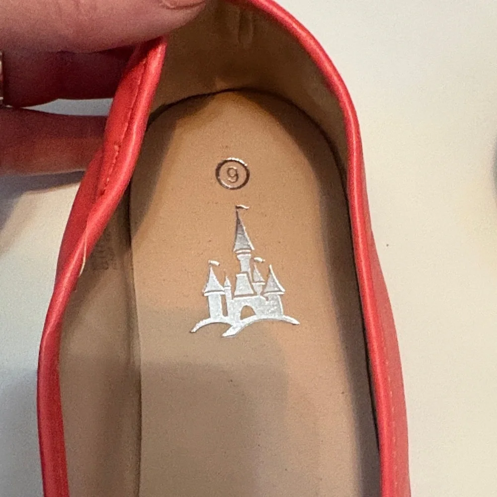 Disney Coral Red Women's Flats with Mickey Embroidery - Picture 2 of 5